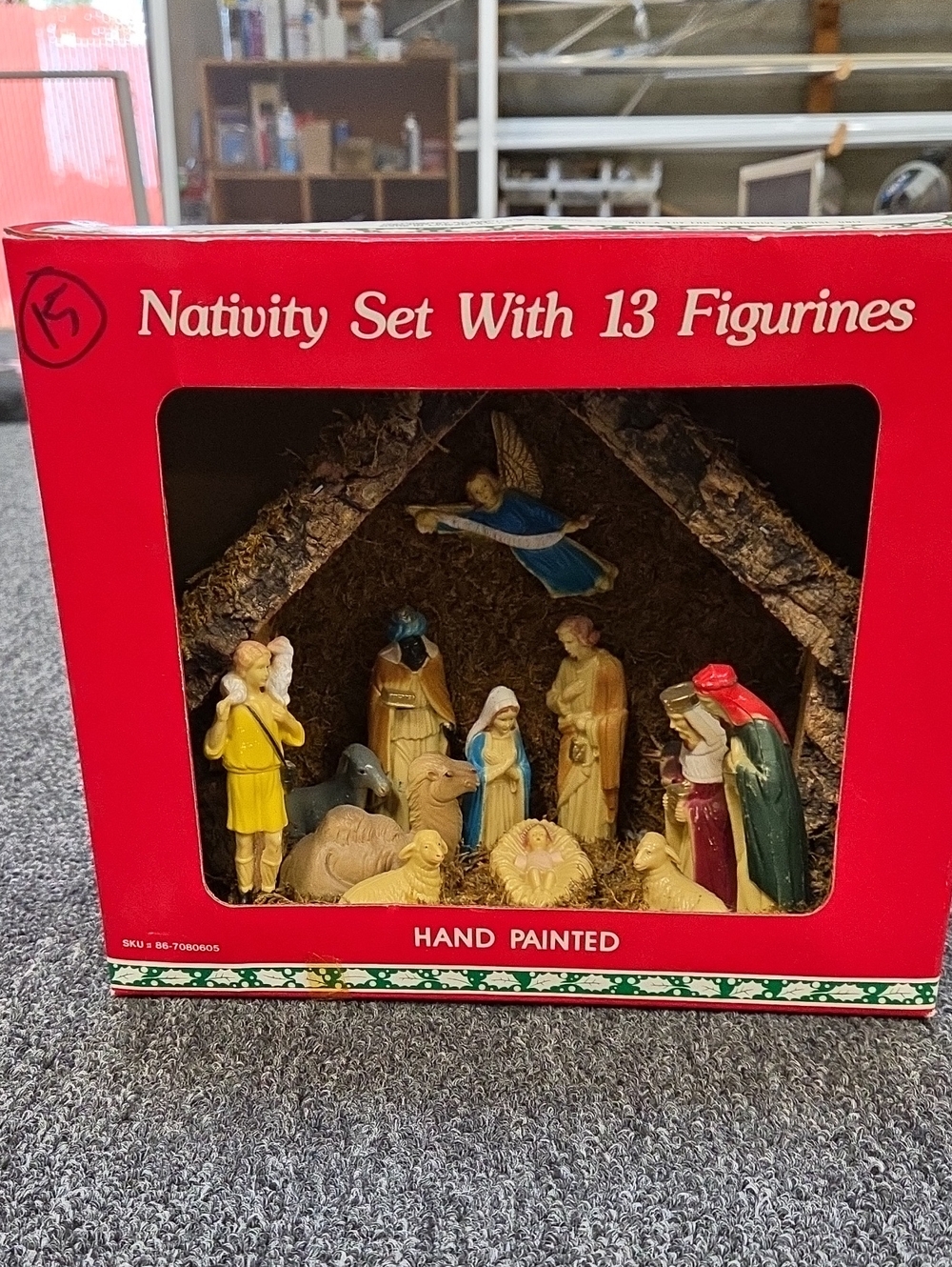 Nativity Set With 13 Figurines - Hand Painted Red Box